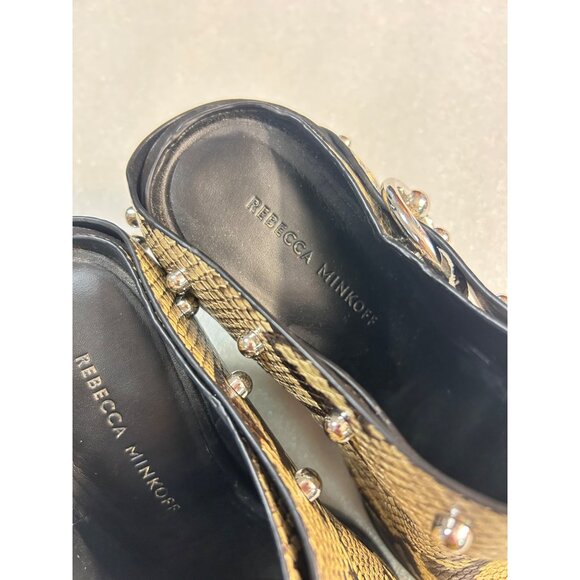 REBECCA MINKOFF Sallest Too Block Heel Mules Butter Exotic 8.5 Retail $198 - Picture 8 of 8